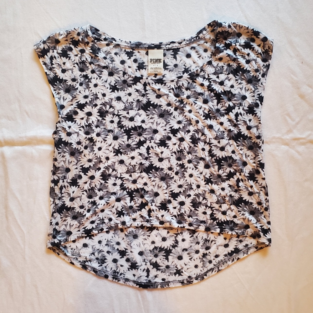 Victoria's Secret PINK Grey Floral Crop Top Size Small